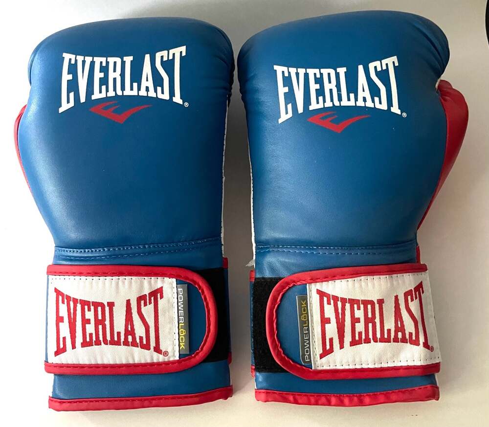 Everlast Powerlock Hook & Loop Training Gloves, Blue/Red/White